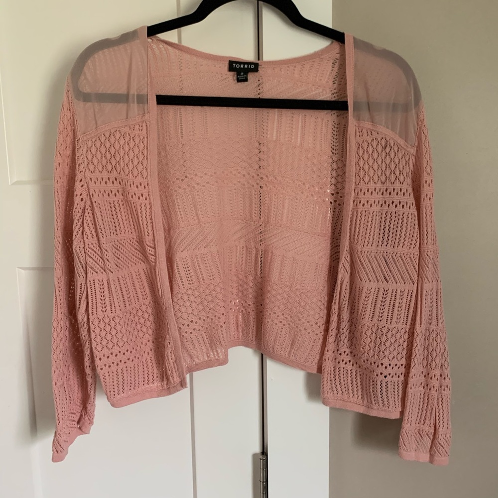 Torrid pink flirty cropped jacket